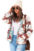 Western Aztec Buttoned Zipper Pockets Fleece Jacket